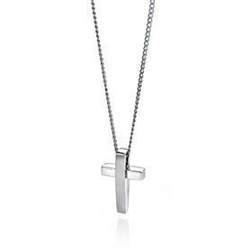 Stainless Steel Brushed & Polished Cross Pendant Necklace
