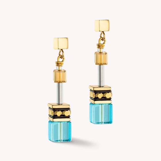 Classic GEOCUBE Earrings Gold & Turquoise