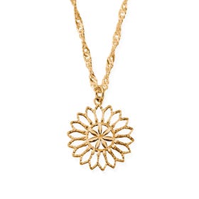 Gold Plated Twisted Rope Chain Flower Mandala Necklace