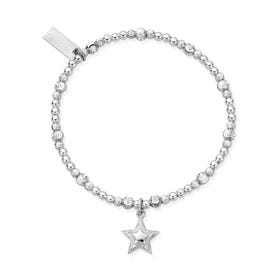 Silver Cute Sparkle Beaming Star Bracelet