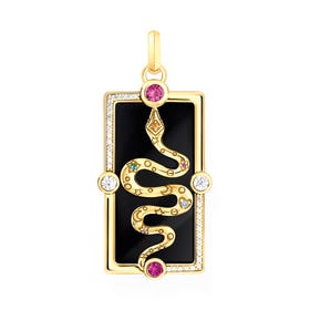 Gold Plated Cosmic Snake Colourful Stones Pendant