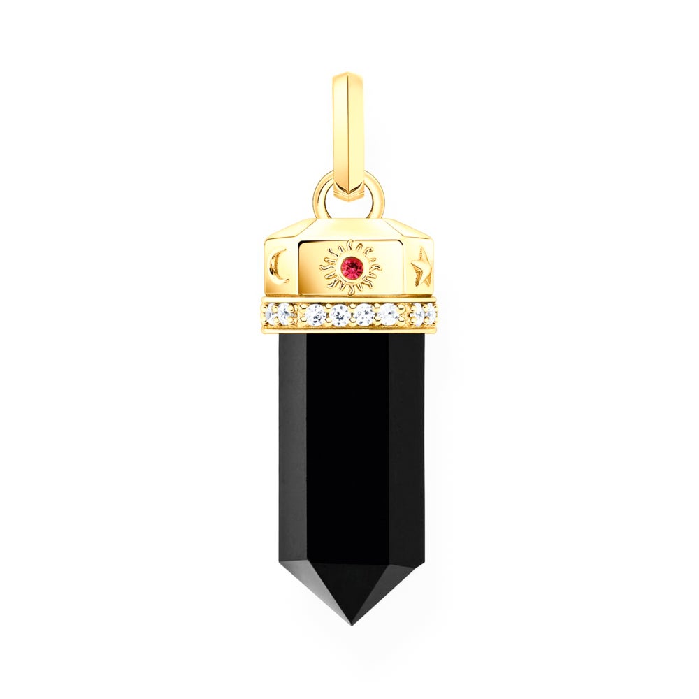 THOMAS SABO Gold Plated Cosmic Symbols Onyx Hexagon Pendant