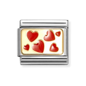 Classic Gold Red Hearts Charm