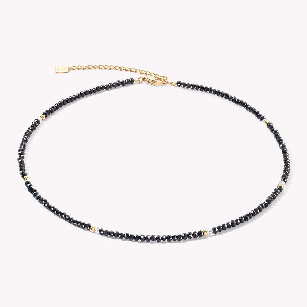 Coeur De Lion Elegance Crystals Necklace Gold Plated Black
