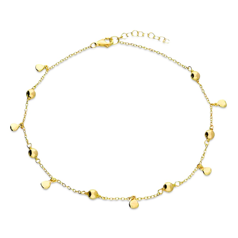 John Greed Signature Gold Plated Bead & Disc Chain Anklet