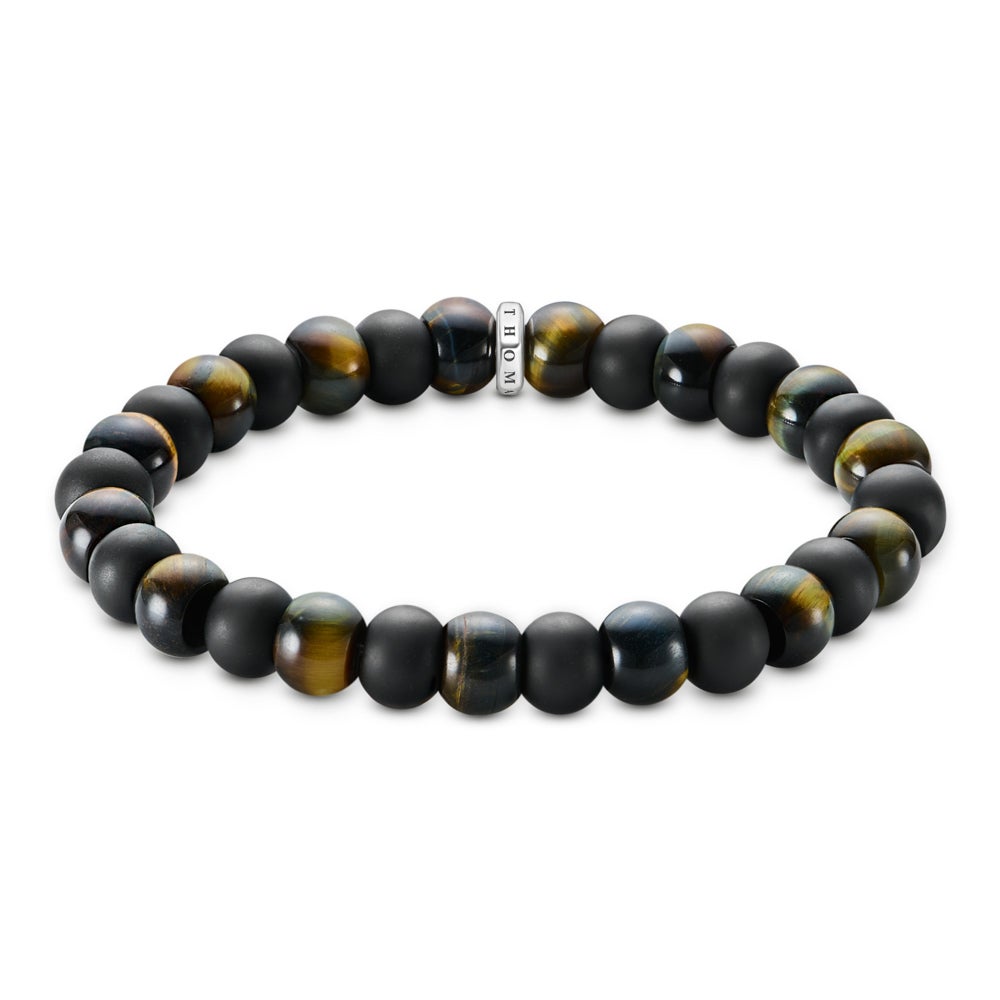 THOMAS SABO Rebel Silver Obsidian & Tiger's Eye Bead Bracelet