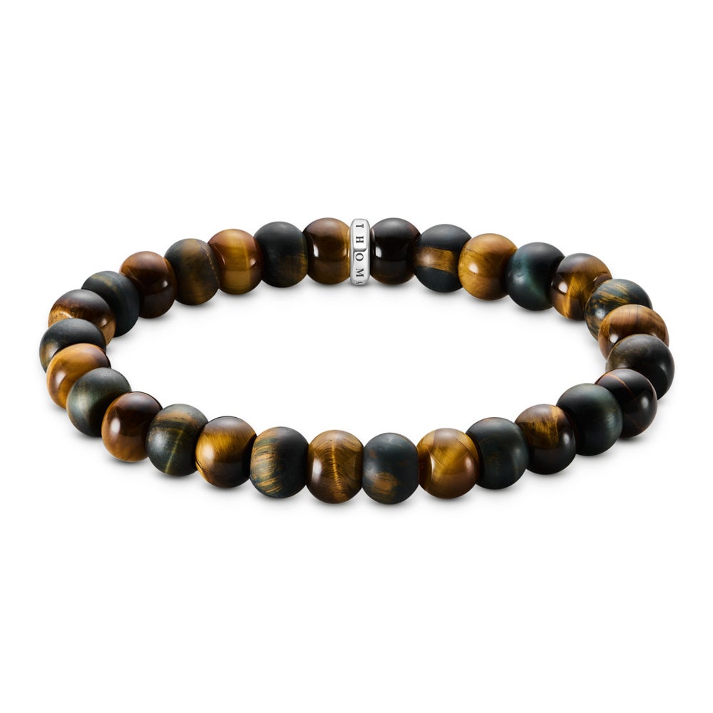 THOMAS SABO Rebel Silver Matte & Polished Tiger's Eye Bracelet