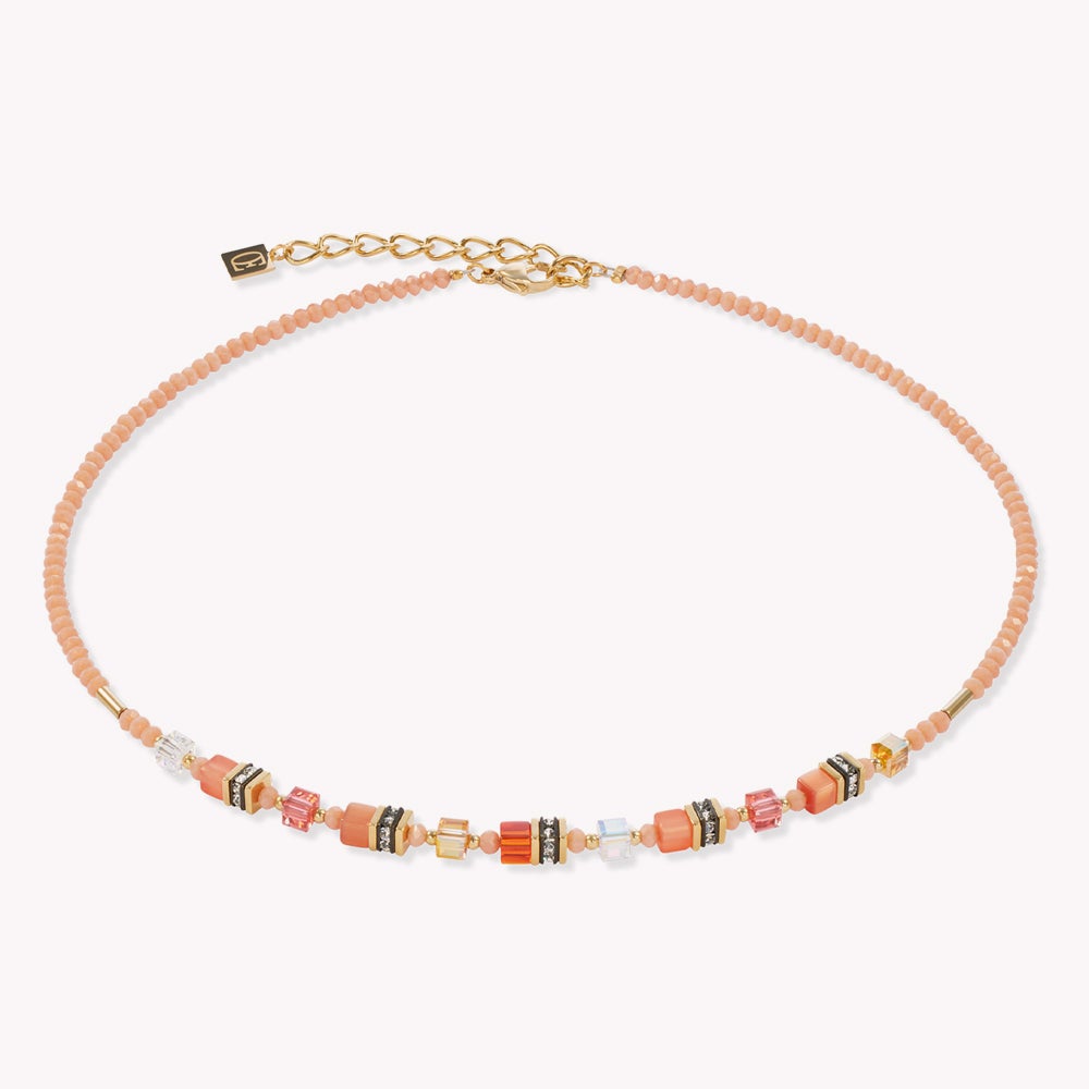 Coeur De Lion Elegance Crystals Necklace Gold Plated Peach
