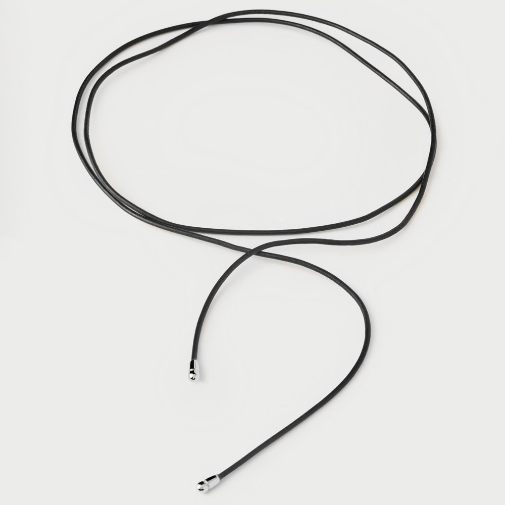 PDPAOLA Silver Dana Leather Bow Necklace