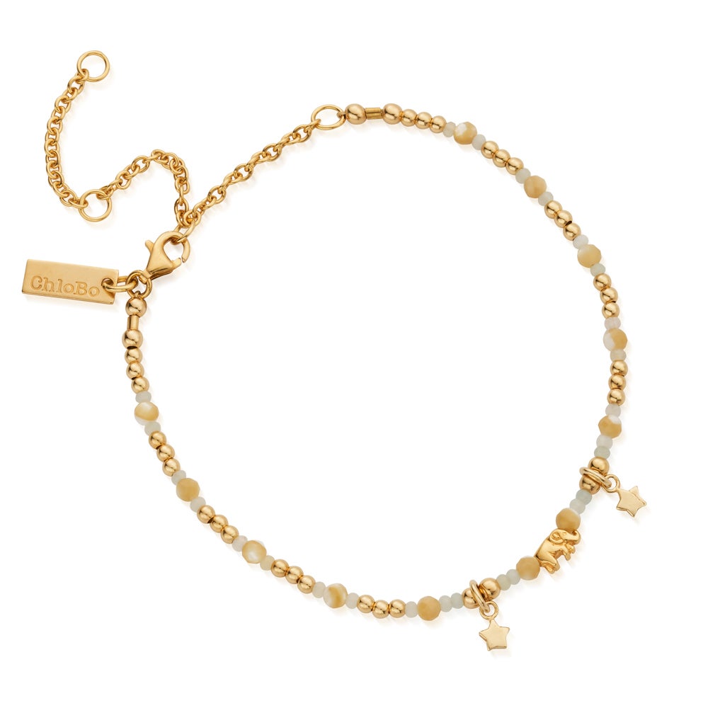 ChloBo Gold Plated Elephant Enchantment Anklet