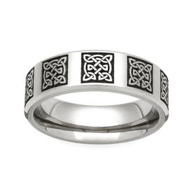 Titanium Celtic Knots Engraved 6mm Ring