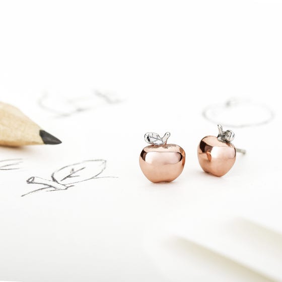 Tempest Wald Rose Gold Plated Silver Apple Stud Earrings