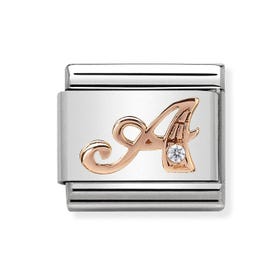Classic Rose Gold Letter A Charm