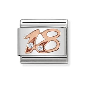 Classic Rose Gold Number 18 Charm