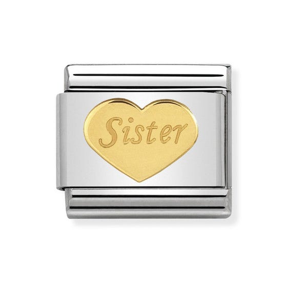 Classic Gold Sister Heart Charm