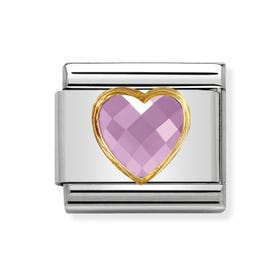 Classic Cubic Zirconia Faceted Pink Heart Charm