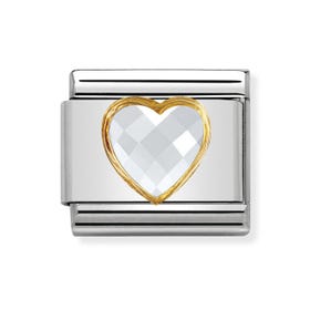 Classic Cubic Zirconia Faceted White Heart Charm
