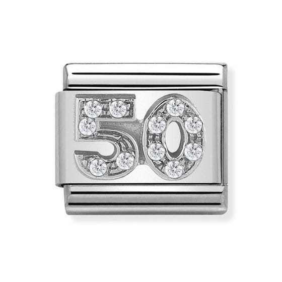 Classic Silver "50" Zirconia Charm