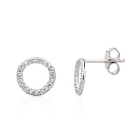 Selene Silver Sparkling Circle Earrings