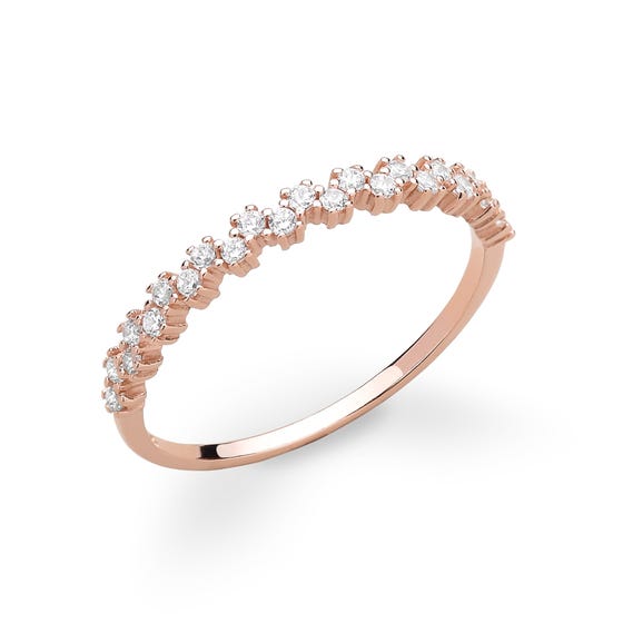 Signature Rose Gold Plated Silver Half Stone Set Ring