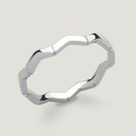 Cane Silver Wave Ring