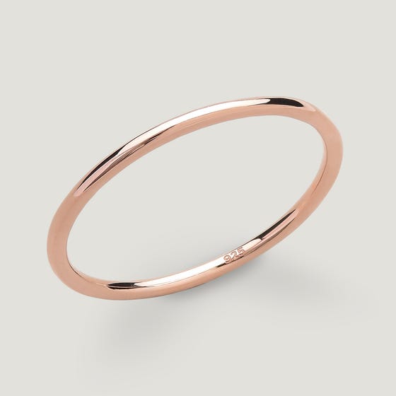 Bar Rose Gold Plated Silver Skinny Ring