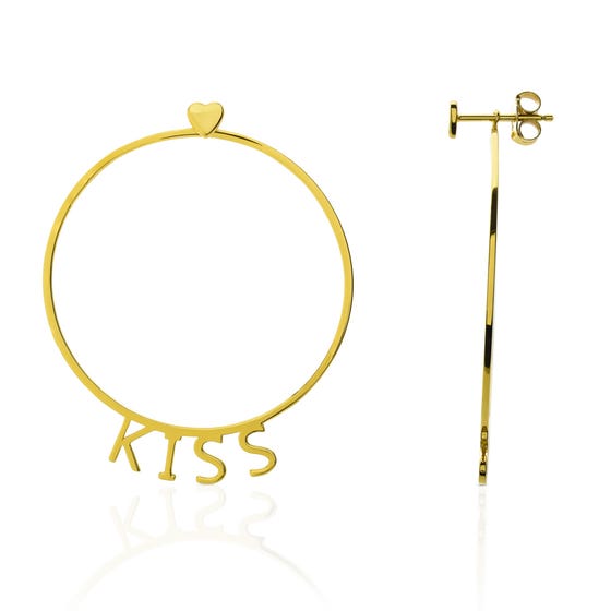 Love Gold Plated Silver Kiss 2-in-1 Hoop Earrings