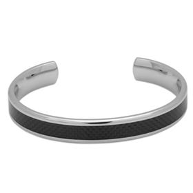 Stainless Steel Bangle with Carbon Fibre Inlay