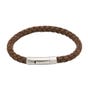 Brown Leather Bracelet with Matte Steel Clasp