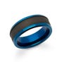 Steel Ring with Carbon Fibre & Blue Outer Edge