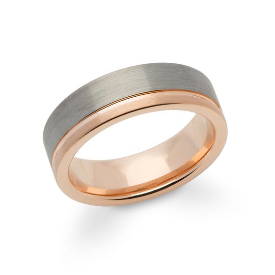 Tungsten Carbide 7mm Ring with Rose Gold Plating