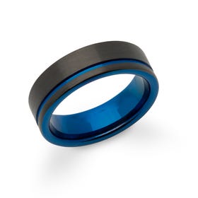 Blue & Black Tungsten Carbide 7mm Ring