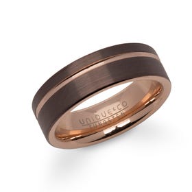 Rose & Brown Plated Tungsten Carbide 7mm Ring