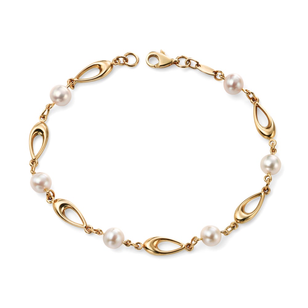 Fine Jewellery by John Greed 9ct Gold Link Bracelet with Freshwater Pearls