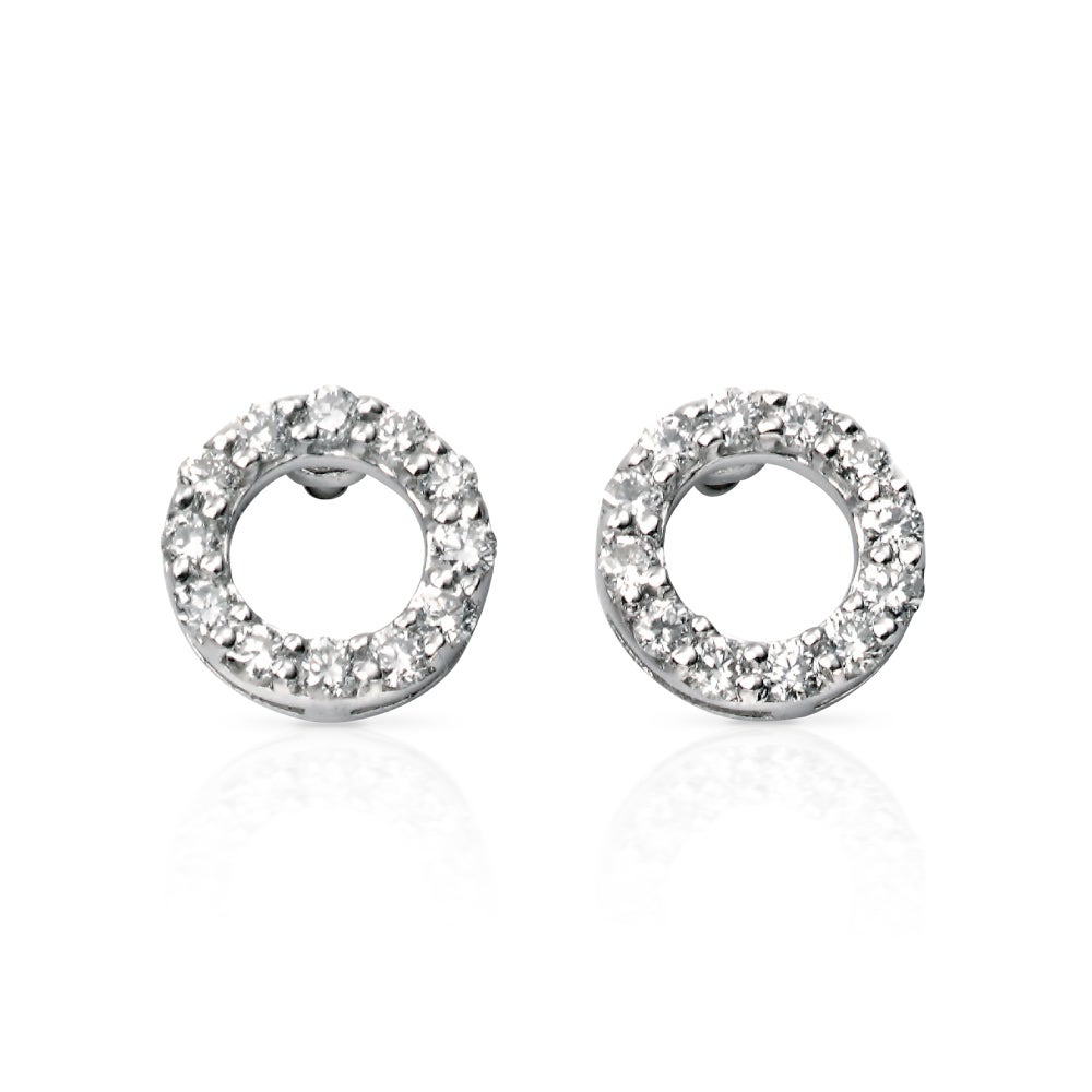 Fine Jewellery by John Greed 9ct White Gold Open Circle Pave Earrings