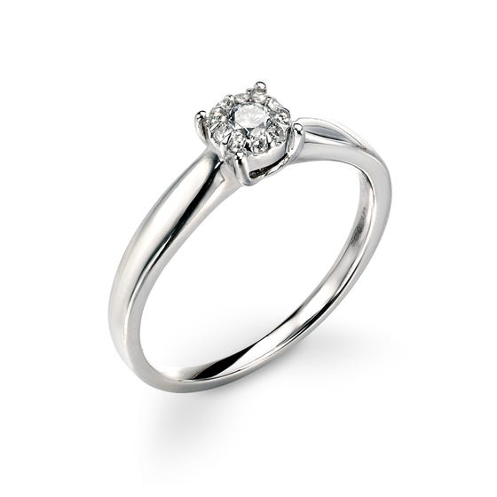 9ct White Gold Diamond Halo Ring