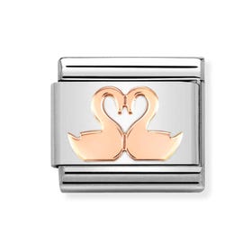 Classic Rose Gold Swans Charm