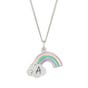 Children's Silver Diamond Rainbow Necklace