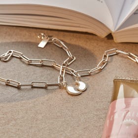 Silver Personalised We Go Together Link Chain Bracelet Set