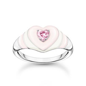 Silver CZ Pastel Pink Heart Ring