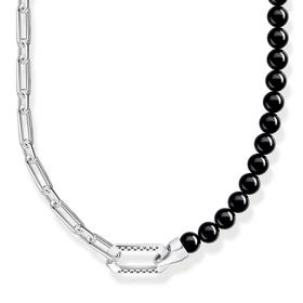Rebel Silver Link Chain Onyx Necklace