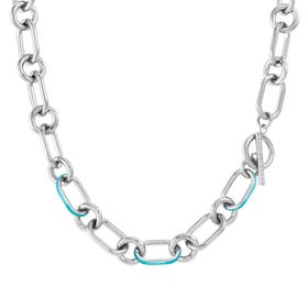 Drusilla Steel Turquoise Enamel T-bar Necklace
