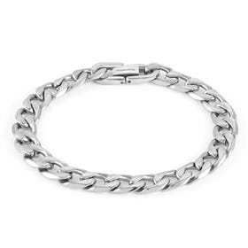 Beyond Stainless Steel Striped Curb Chain Bracelet