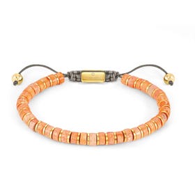 Instinct Style Gold PVD Orange Jasper Cord Bracelet