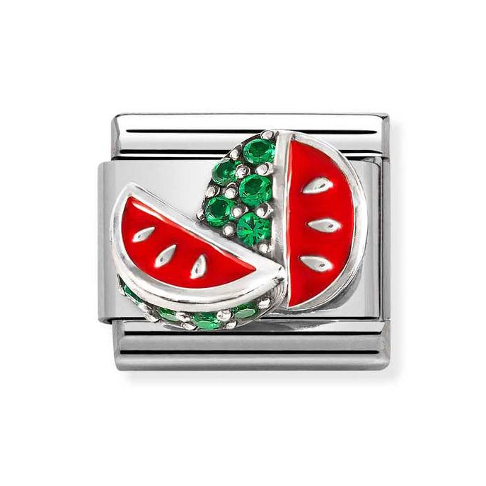 Nomination Classic Silver Green CZ Watermelon Charm