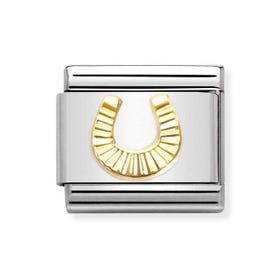 Classic Gold Horseshoe with Etched Detail Charm