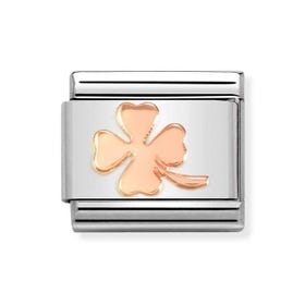 Classic Rose Gold Lucky Four Leaf Clover Charm