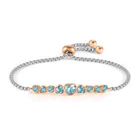 Milleluci Rose PVD Plated Blue Heart Crystal Bracelet