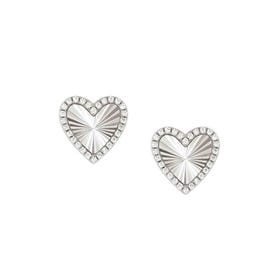 Truejoy Silver CZ Heart Stud Earrings