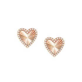 Truejoy Rose Gold Plated CZ Heart Stud Earrings